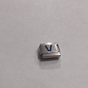 Blue V Italian Link‎ Stainless Steel Nomination Style Charm